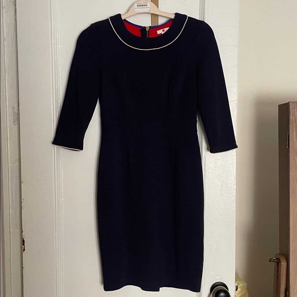 Boden Navy Dress with White Piping